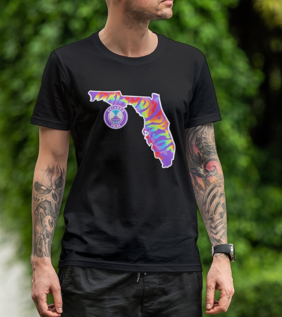 Orlando Pride Groovy Rainbow Florida Map T-Shirt