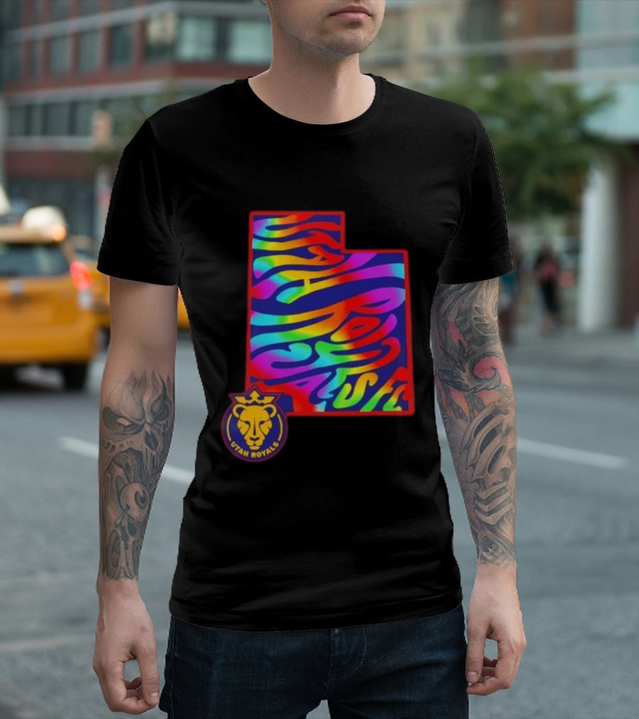 Utah Royals FC Pride Groovy Rainbow State T-Shirt