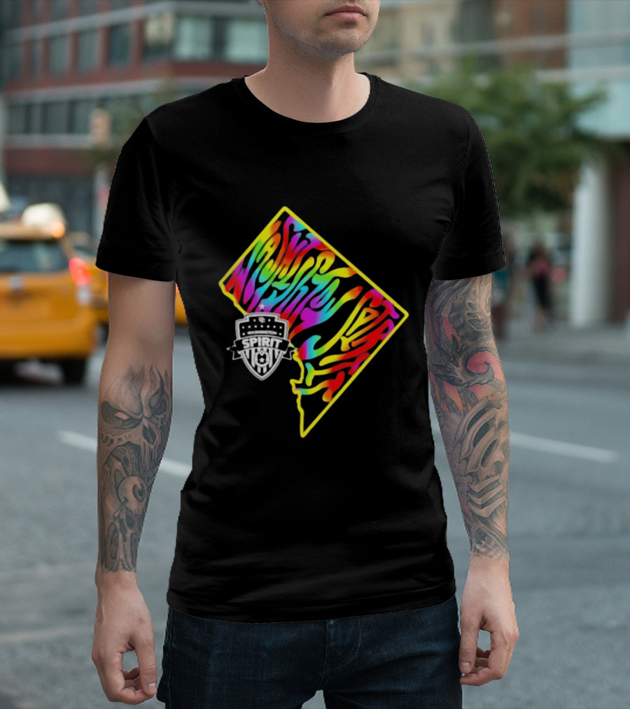 Washington Spirit Groovy Pride Rainbow State Map T-Shirt