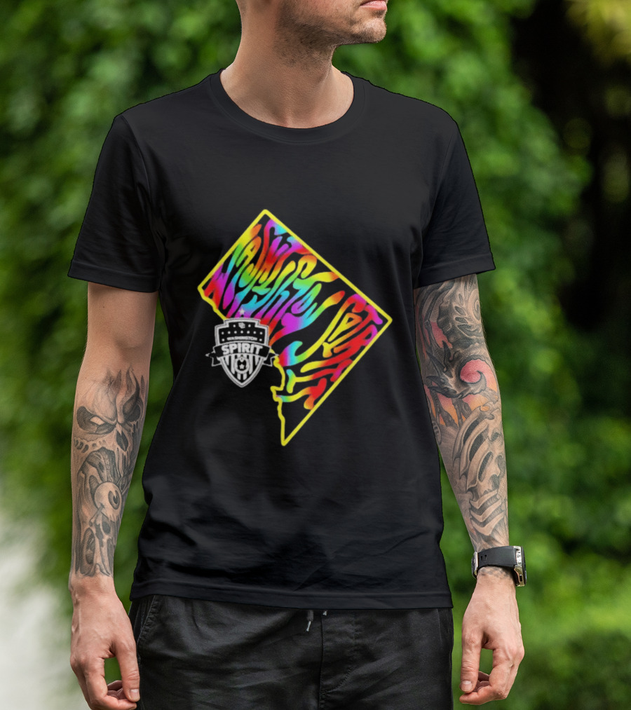 Washington Spirit Groovy Pride Rainbow State Map T-Shirt