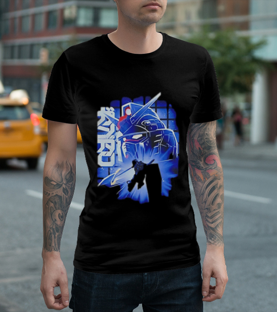RX 78 2 Mobile Suit Gundam Fighter Neon Blue T-Shirt