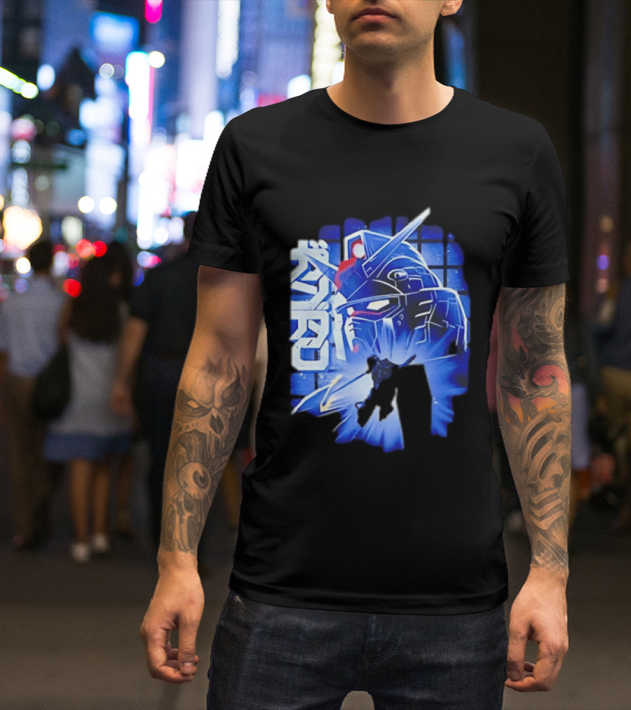 RX 78 2 Mobile Suit Gundam Fighter Neon Blue T-Shirt