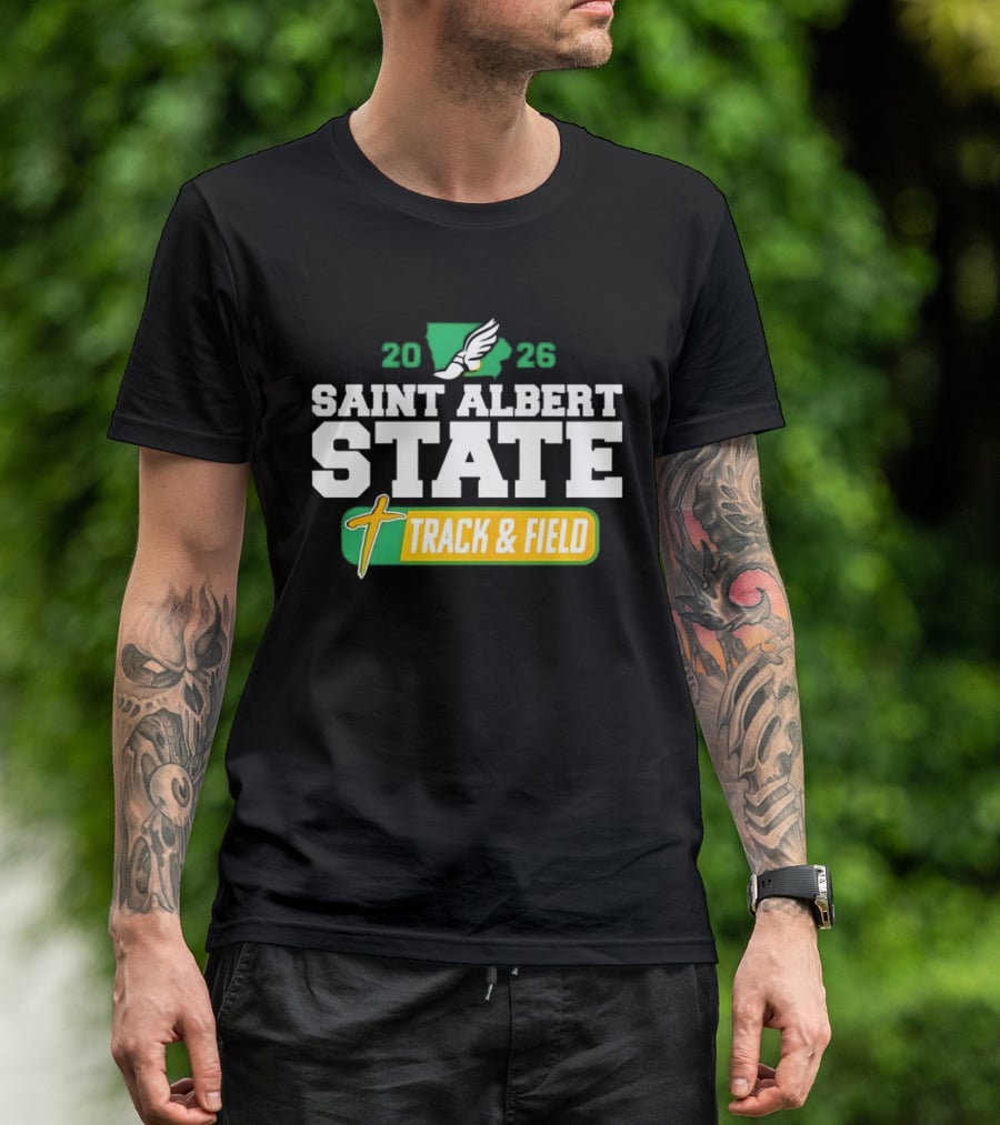 Saint Albert State 2026 Track & Field Winged Shoe T-Shirt