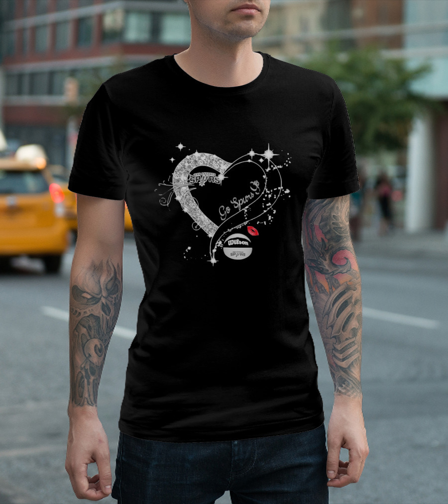 San Antonio Spurs Go Spurs Go Heart Wilson Basketball Sparkle Lips T-Shirt