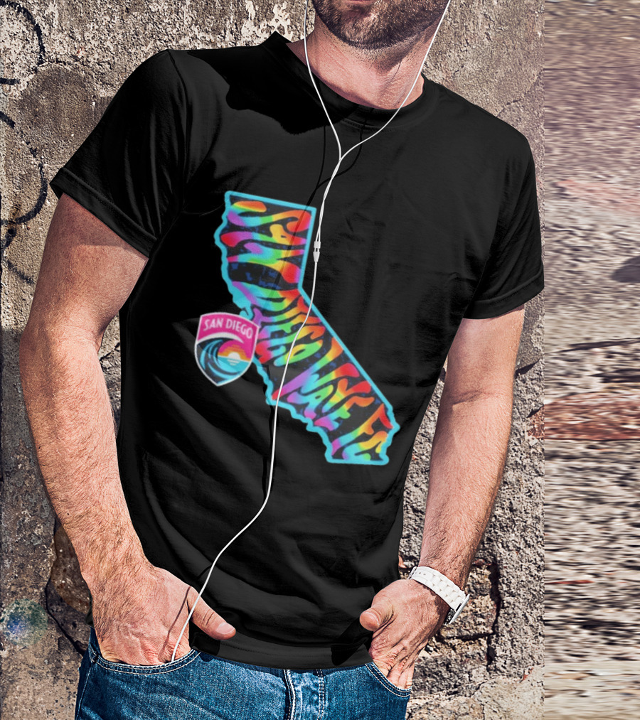 San Diego Wave FC Groovy Pride California Map T-Shirt