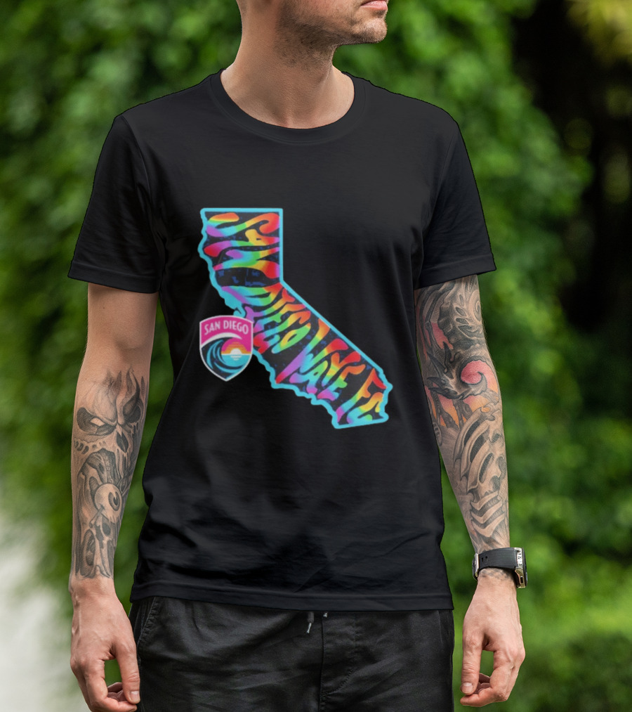 San Diego Wave FC Groovy Pride California Map T-Shirt