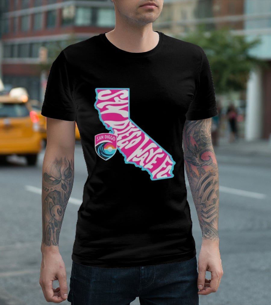 San Diego Wave FC Groovy California Pink State T-Shirt