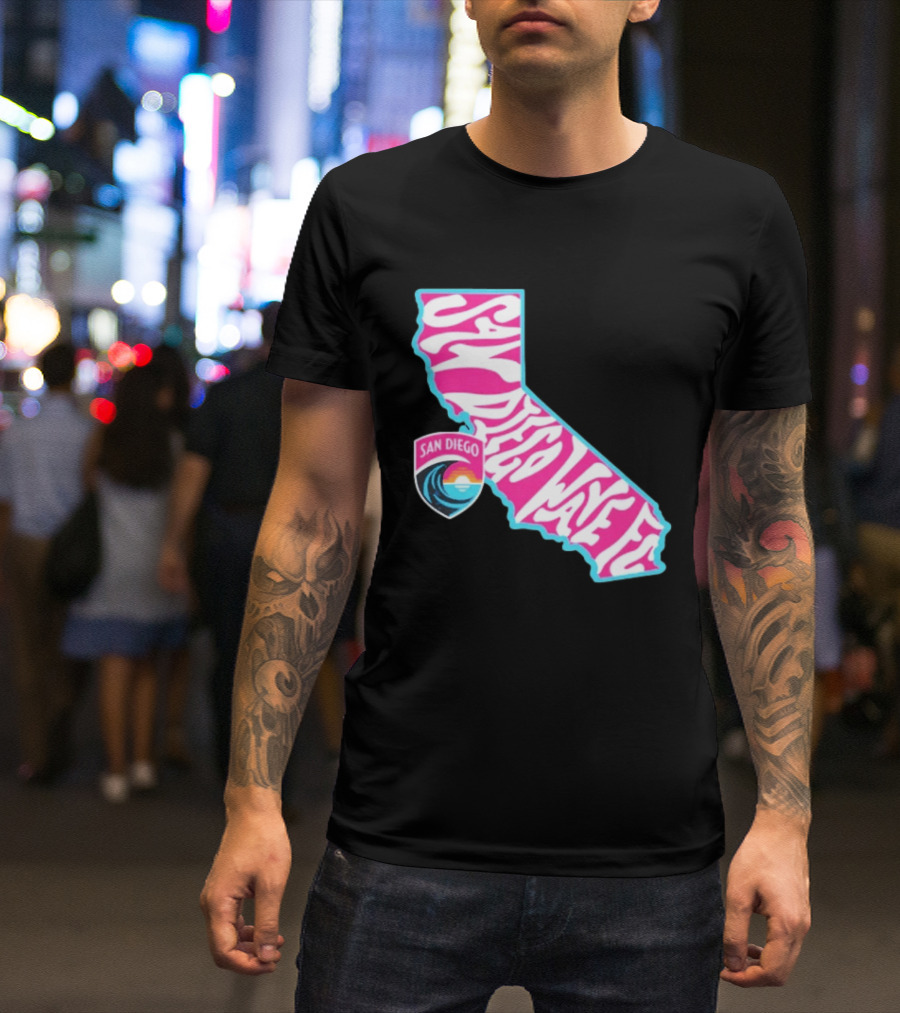 San Diego Wave FC Groovy California Pink State T-Shirt