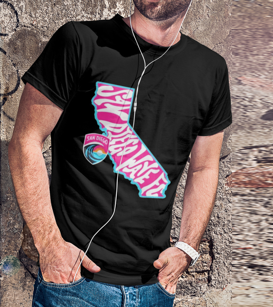 San Diego Wave FC Groovy California Pink State T-Shirt