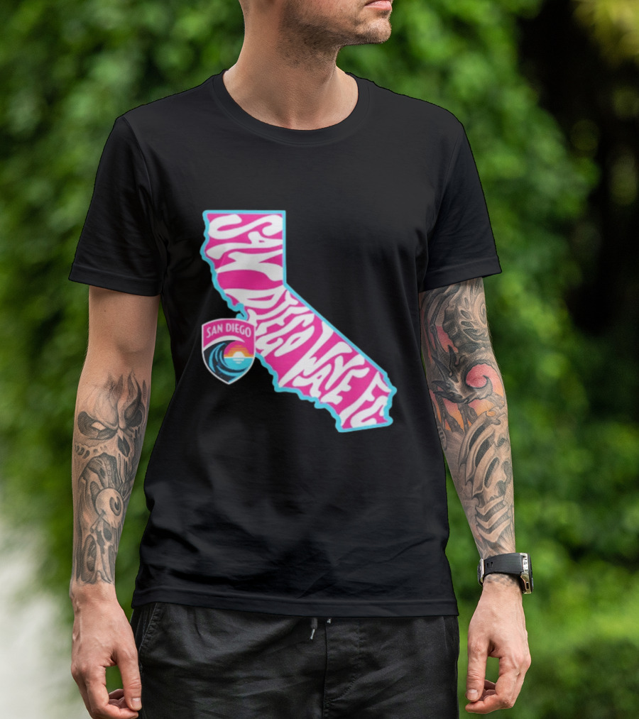 San Diego Wave FC Groovy California Pink State T-Shirt