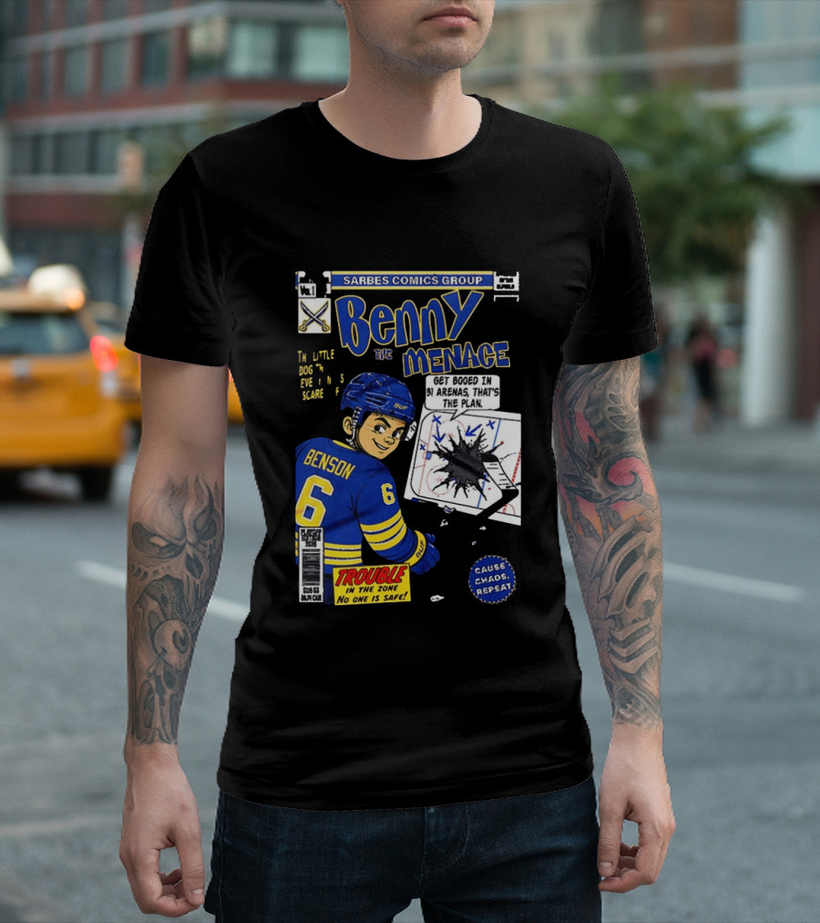 Sarbes Comics Benny The Menace Zach Benson Trouble Buffalo Sabres Hockey T-Shirt