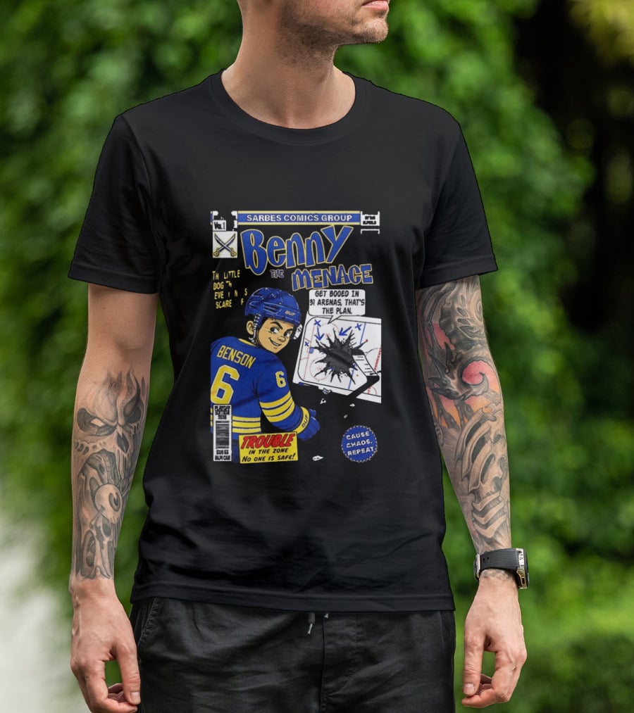 Sarbes Comics Benny The Menace Zach Benson Trouble Buffalo Sabres Hockey T-Shirt