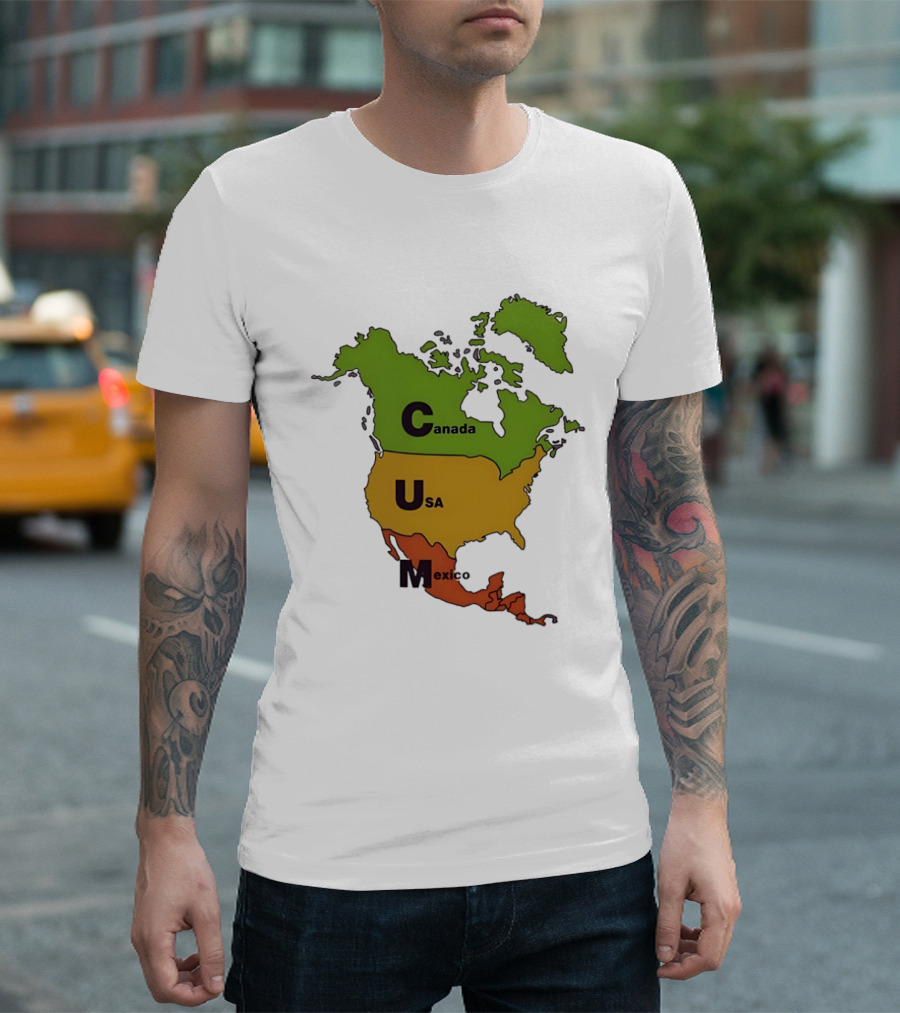 Canada USA Mexico Map CUM Bold Letters T-Shirt