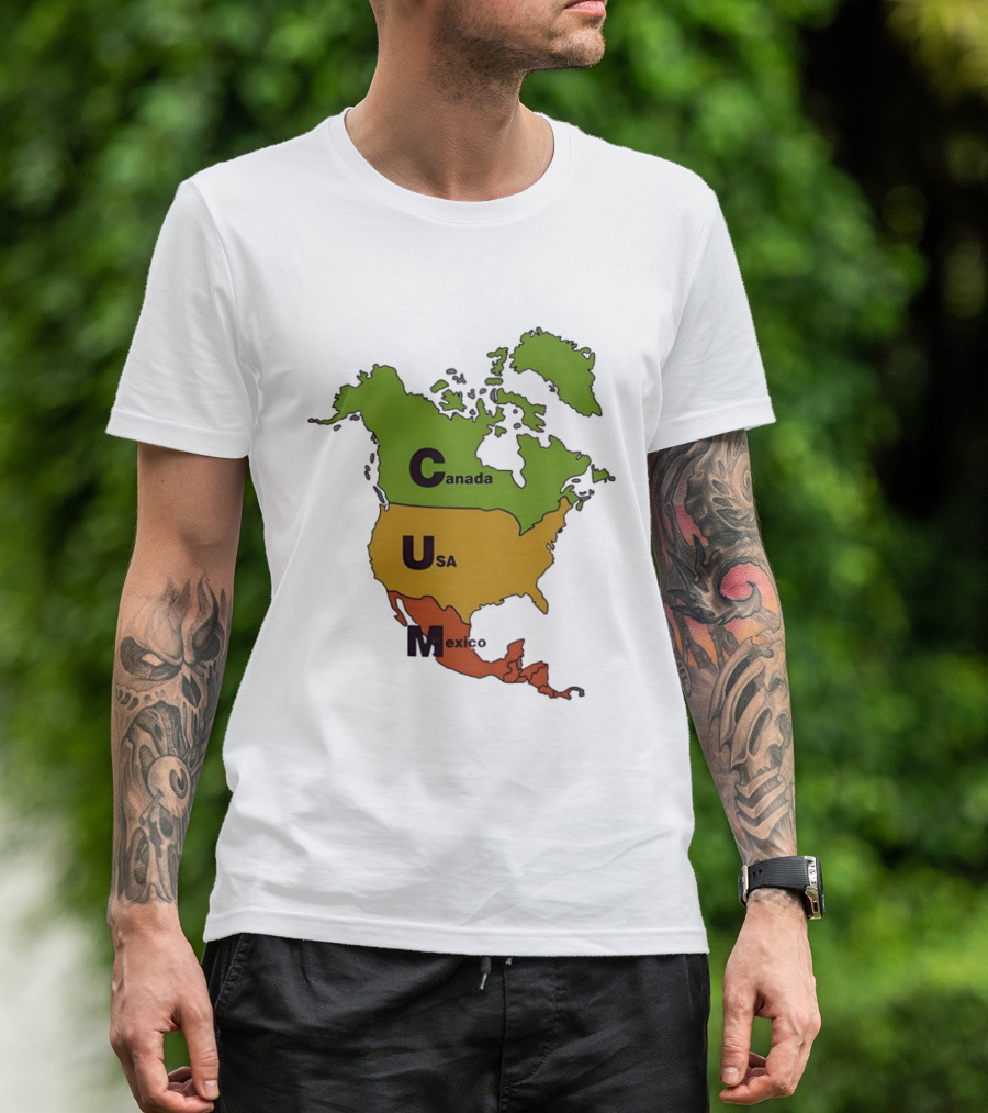 Canada USA Mexico Map CUM Bold Letters T-Shirt