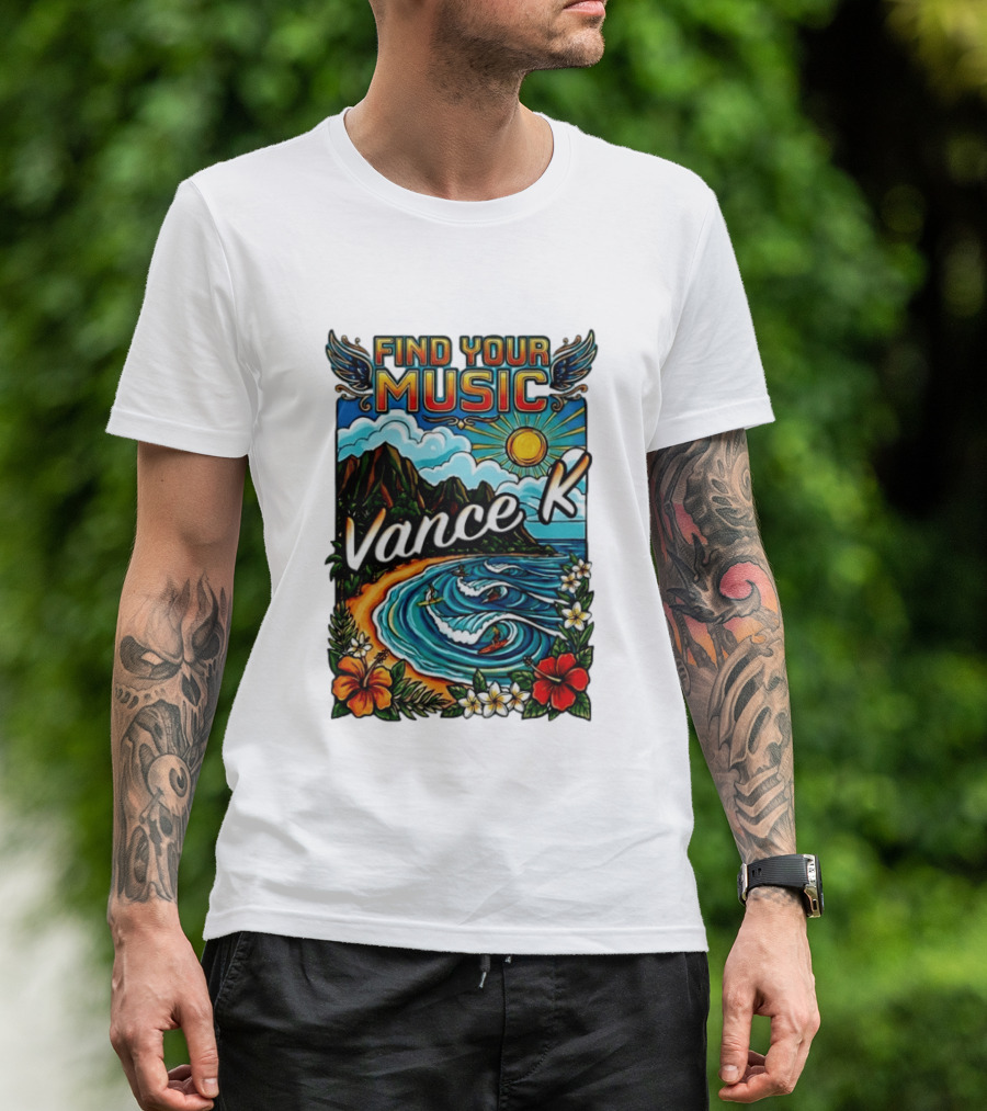 Find Your Music Vance K Tropical Surfing Paradise T-Shirt