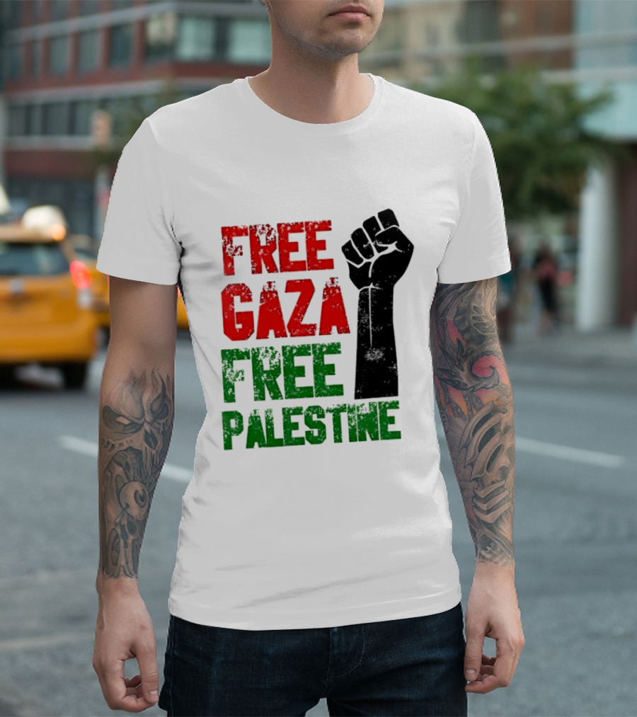 Free Gaza Free Palestine Raised Fist T-Shirt