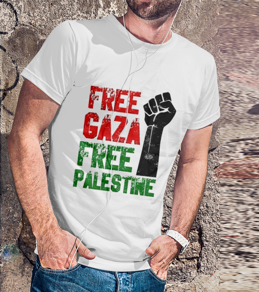 Free Gaza Free Palestine Raised Fist T-Shirt