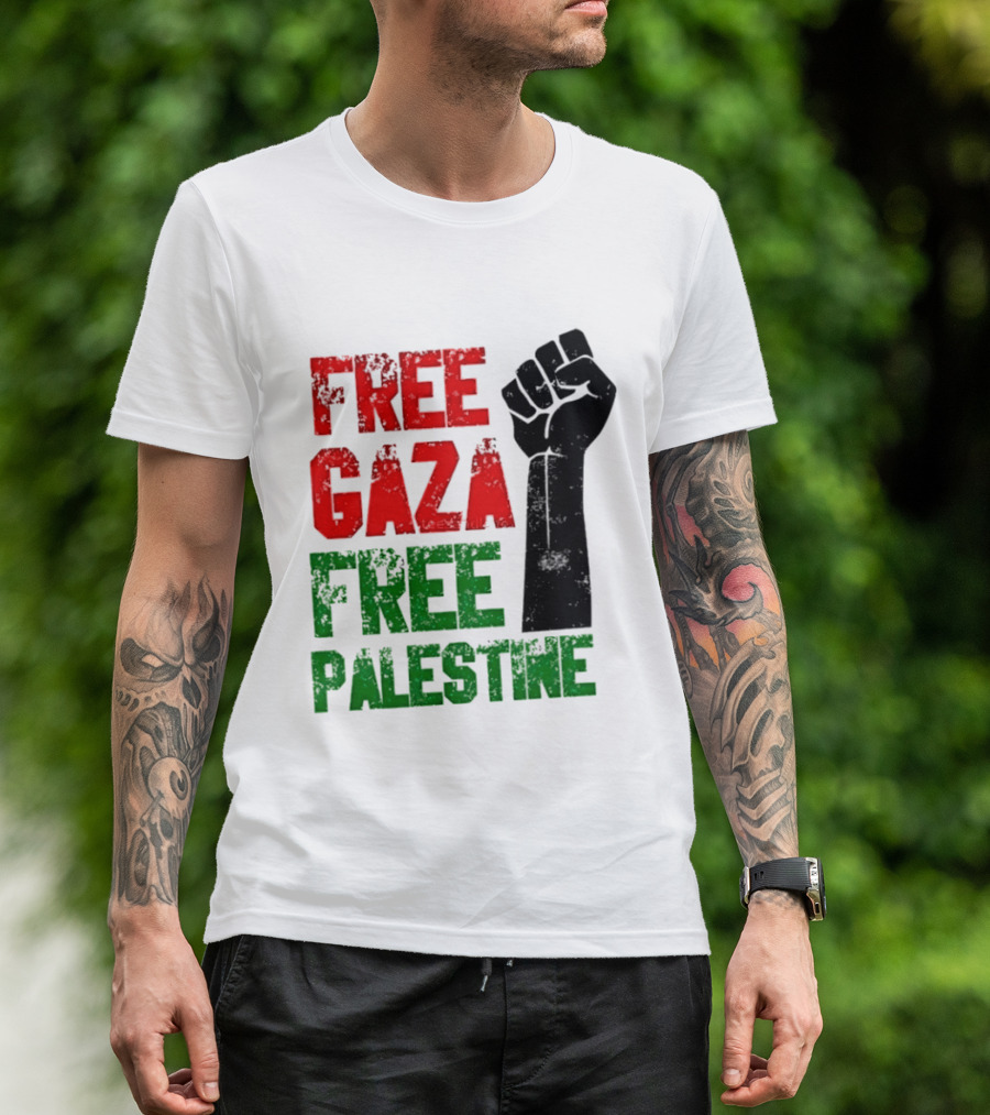 Free Gaza Free Palestine Raised Fist T-Shirt