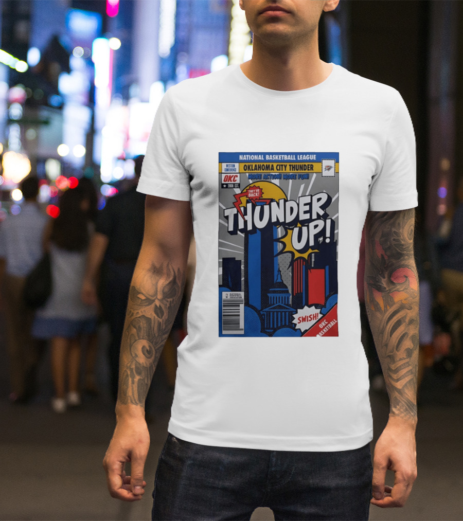National Basketball League Oklahoma City Thunder Up Comic Swish They're Back OKC Basketball T-Shirt