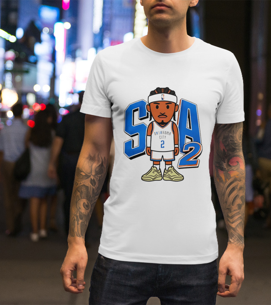 Shai Gilgeous Alexander Oklahoma City 2 Blue SA Caricature T-Shirt