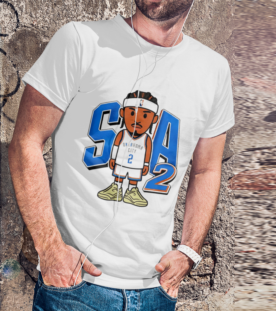 Shai Gilgeous Alexander Oklahoma City 2 Blue SA Caricature T-Shirt