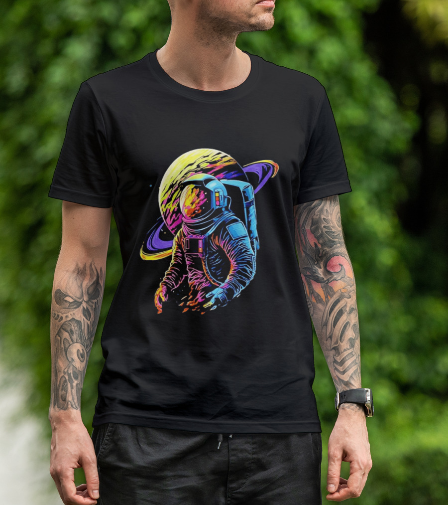 Astronaut Neon Into The Am Saturn Space Adventure T-Shirt