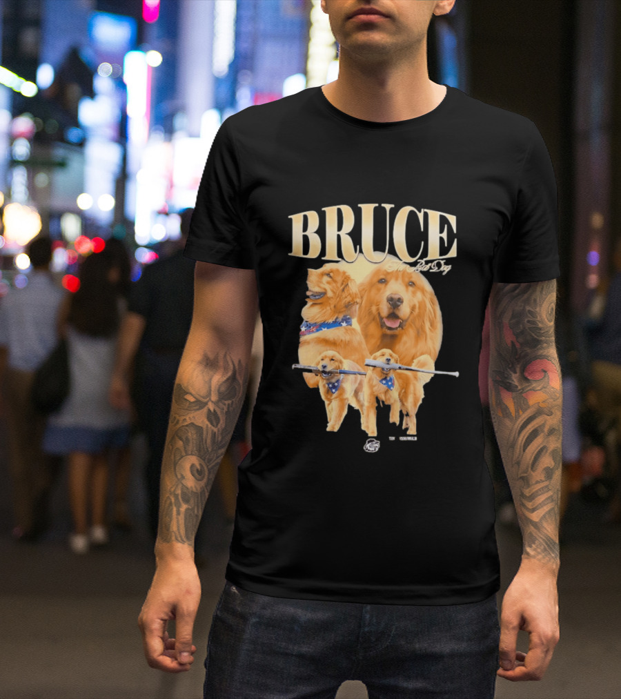 Bruce The Bat Dog Rochester Red Wings Baseball Golden Retriever T-Shirt