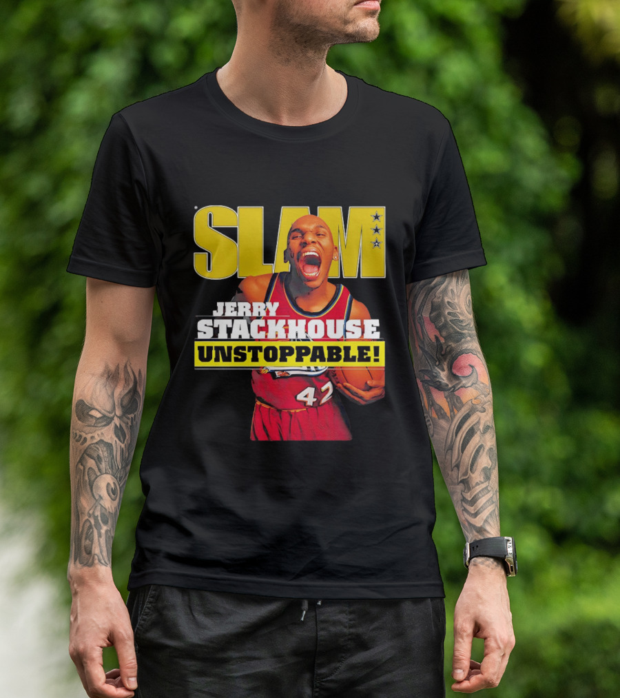 Jerry Stackhouse SLAM Unstoppable Detroit Pistons 42 Hardwood Classics Basketball T-Shirt