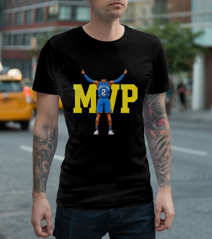 MVP Back 2 Back Shai Gilgeous Alexander Oklahoma City Thunder Basketball Player Blue Jersey Number 2 T-Shirt