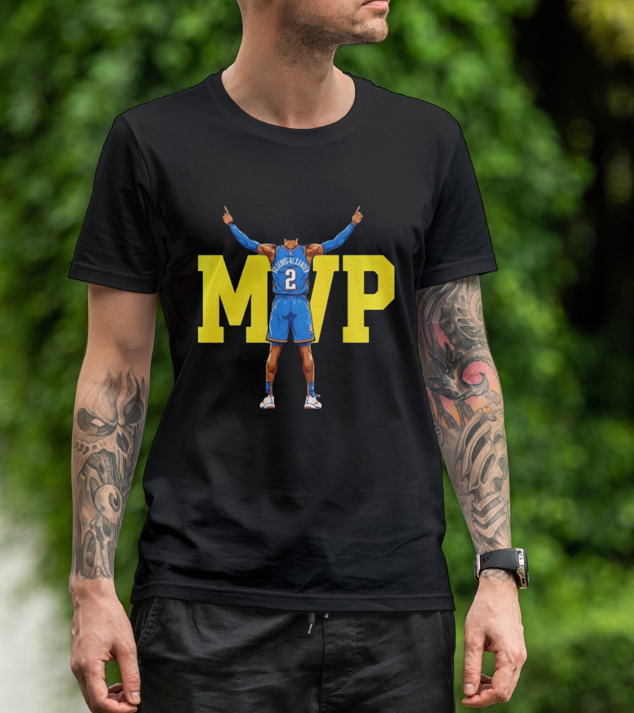 MVP Back 2 Back Shai Gilgeous Alexander Oklahoma City Thunder Basketball Player Blue Jersey Number 2 T-Shirt