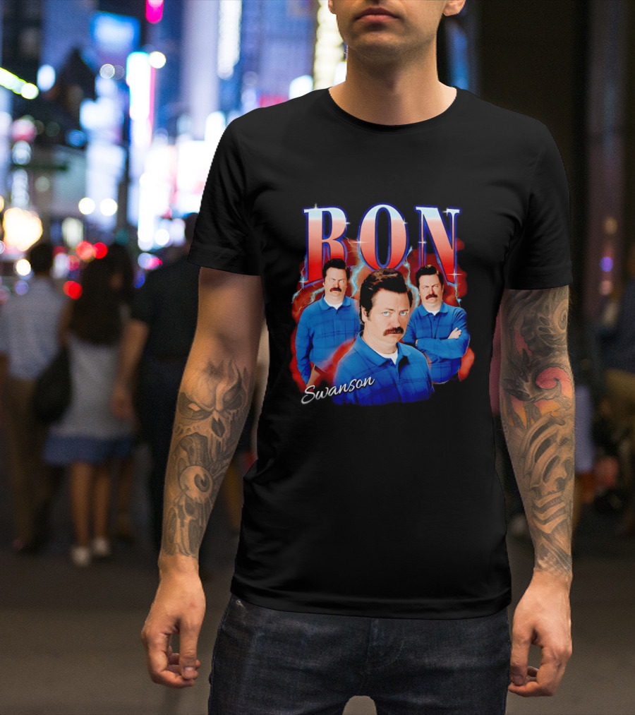 Ron Swanson Triple Image Humor T-Shirt