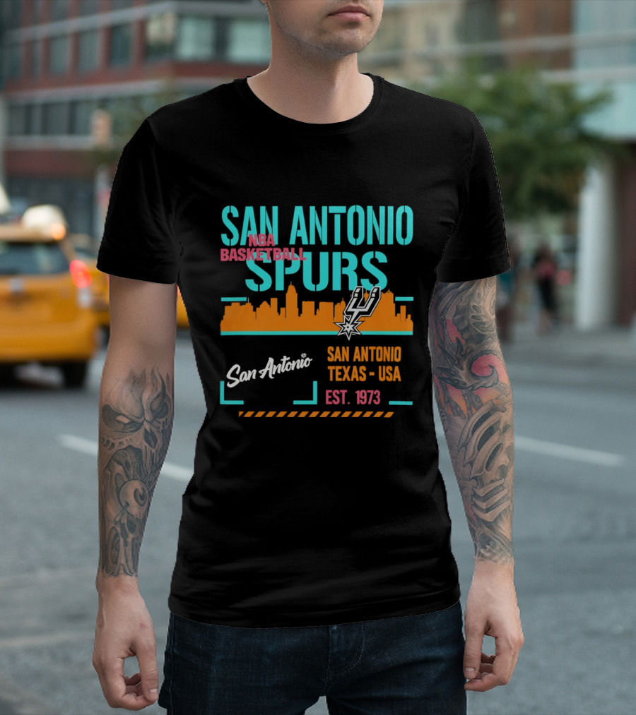 San Antonio Spurs Basketball Skyline Texas USA Est 1973 T-Shirt
