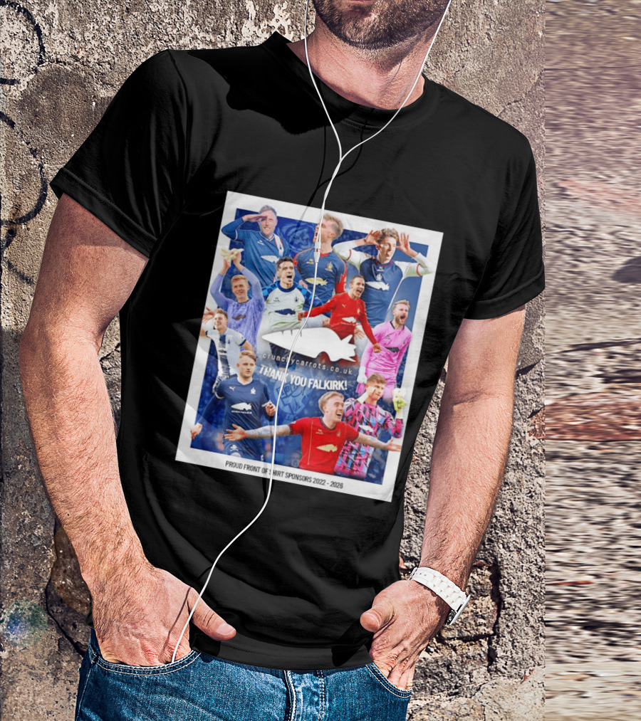 Crunchycarrots.co.uk Thank You Falkirk FC Proud Front Of Sponsors 2022 2026 T-Shirt