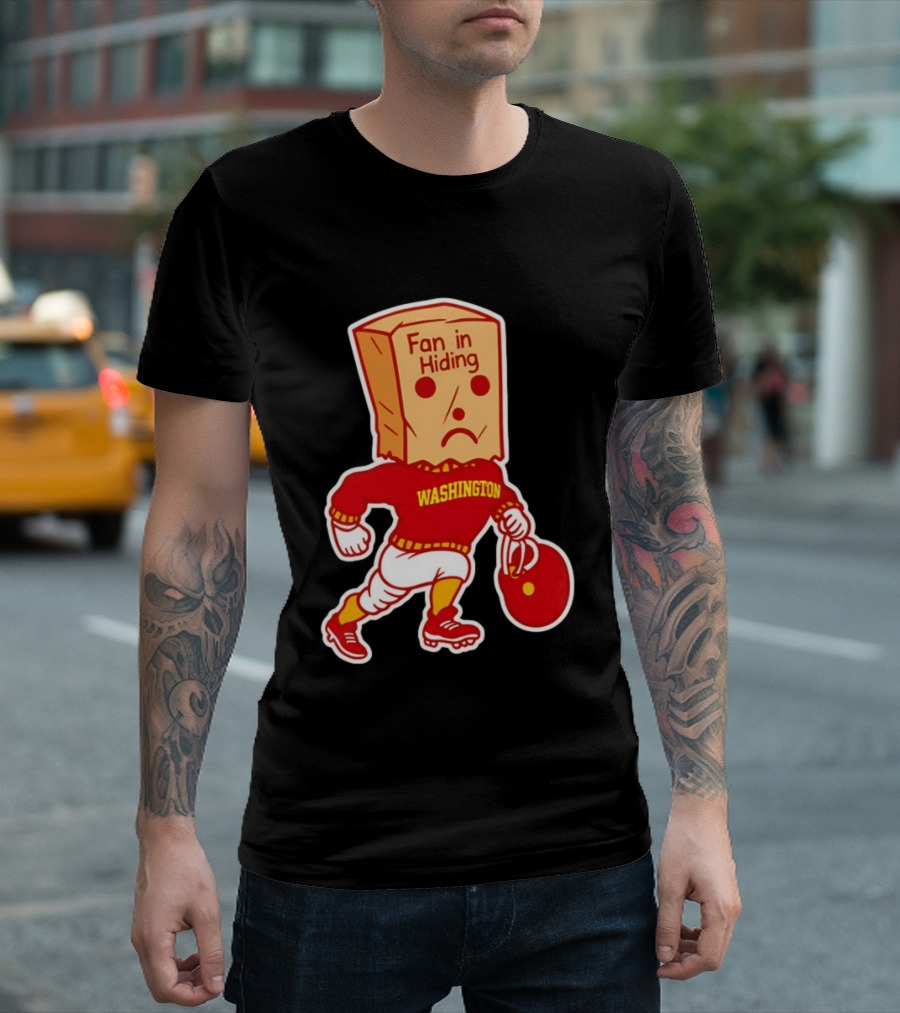 Washington Commanders Fan In Hiding Paper Bag Football Humor T-Shirt