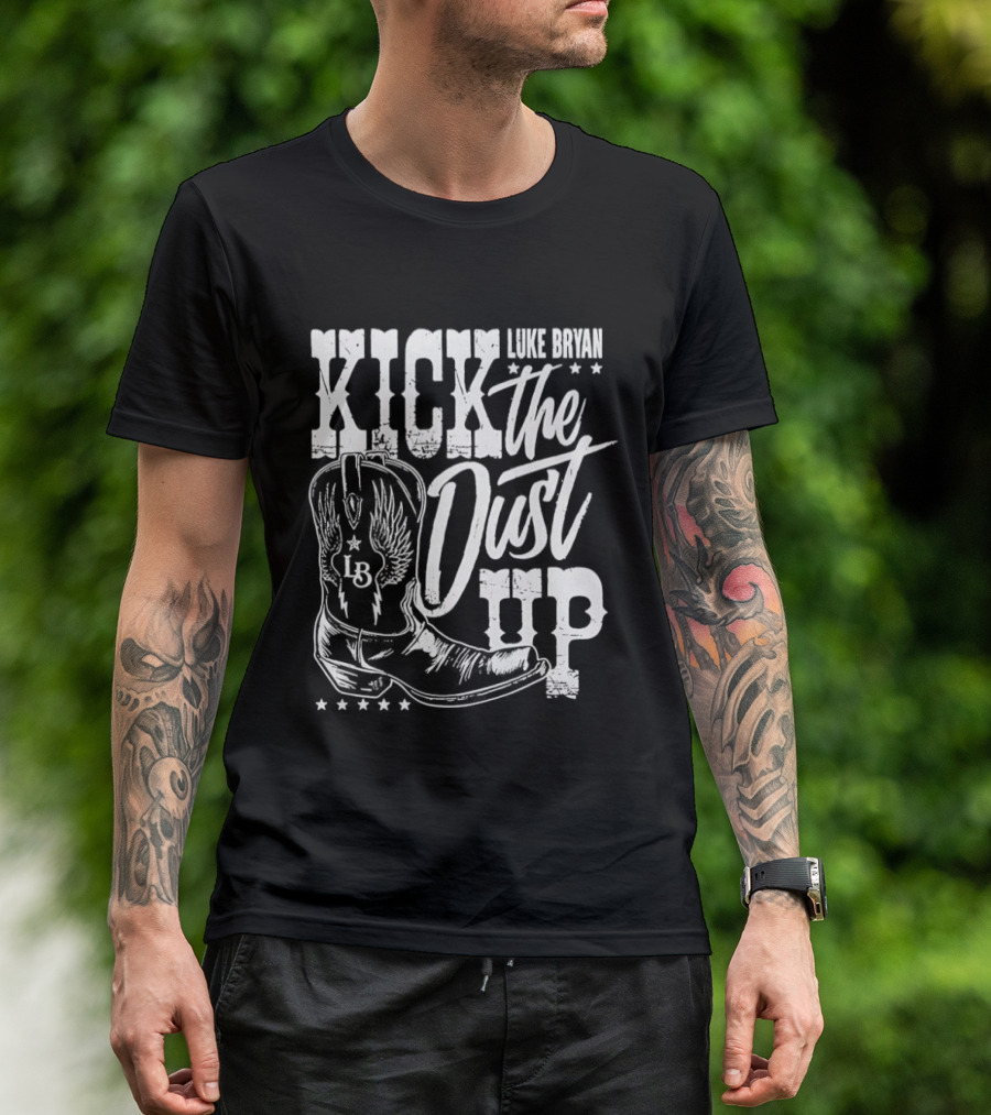 Luke Bryan Kick The Dust Up Cowboy Boot Wing Stars T-Shirt