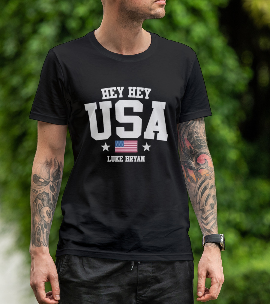 Hey Hey USA Luke Bryan American Flag Stars T-Shirt