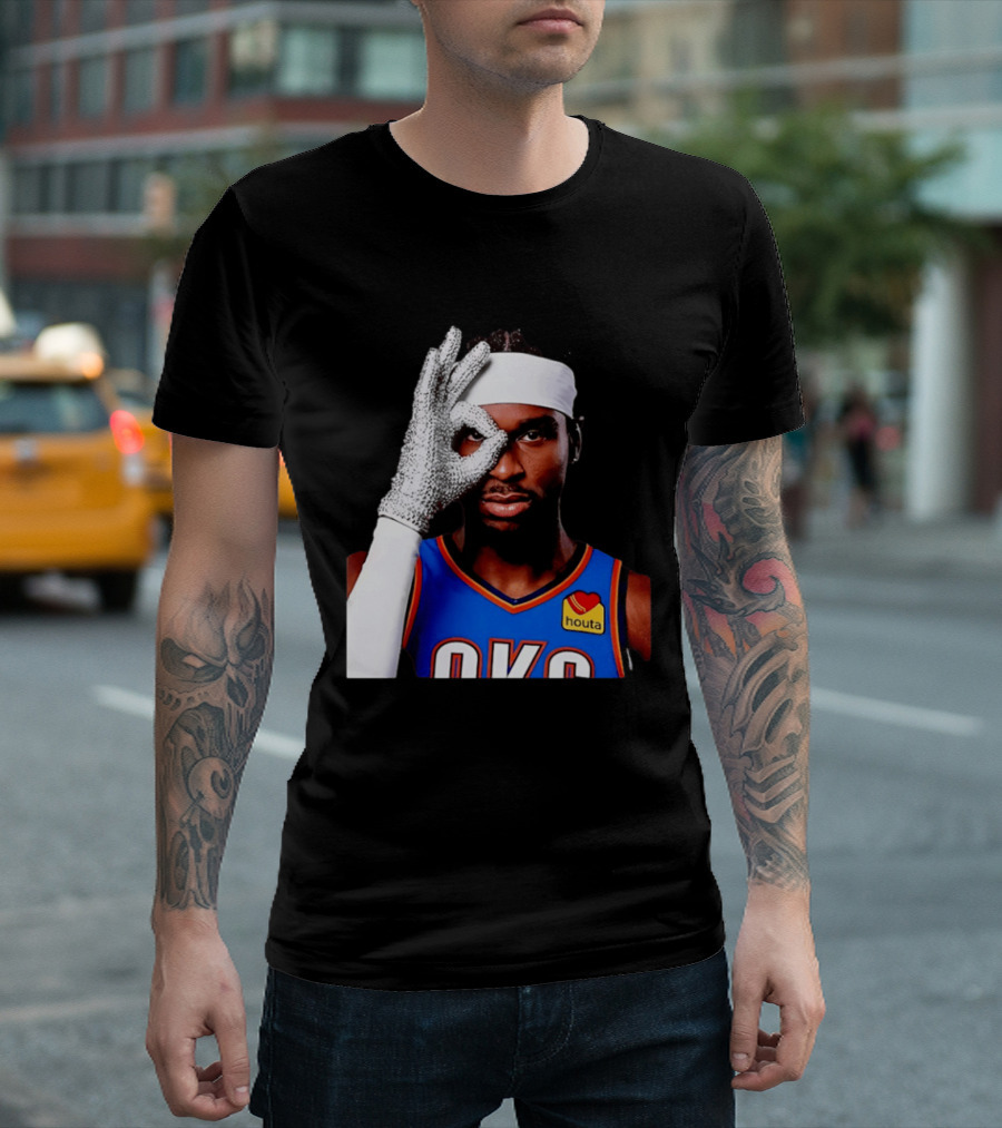 Shai Gilgeous Alexander OKC Thunders Houta Jersey Iceman Glove Gesture T-Shirt