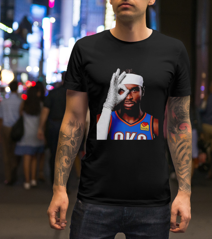 Shai Gilgeous Alexander OKC Thunders Houta Jersey Iceman Glove Gesture T-Shirt