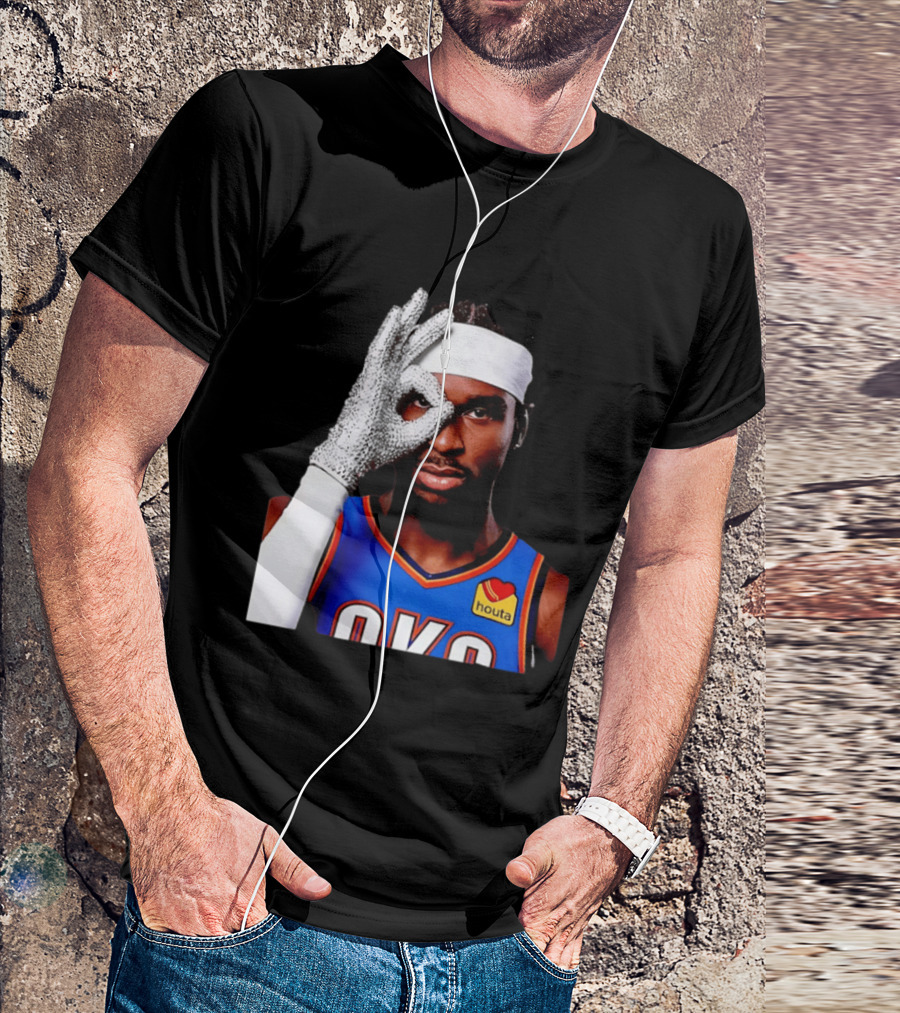 Shai Gilgeous Alexander OKC Thunders Houta Jersey Iceman Glove Gesture T-Shirt