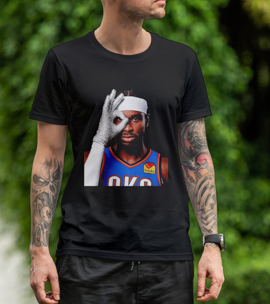 Shai Gilgeous Alexander OKC Thunders Houta Jersey Iceman Glove Gesture T-Shirt