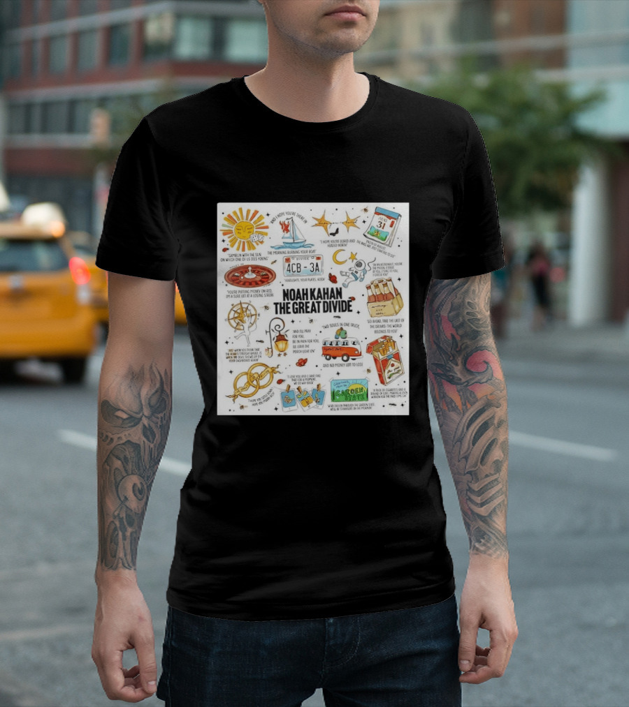 Noah Kahan The Great Divide Album Art Lyric Doodle August 31 Highlights T-Shirt