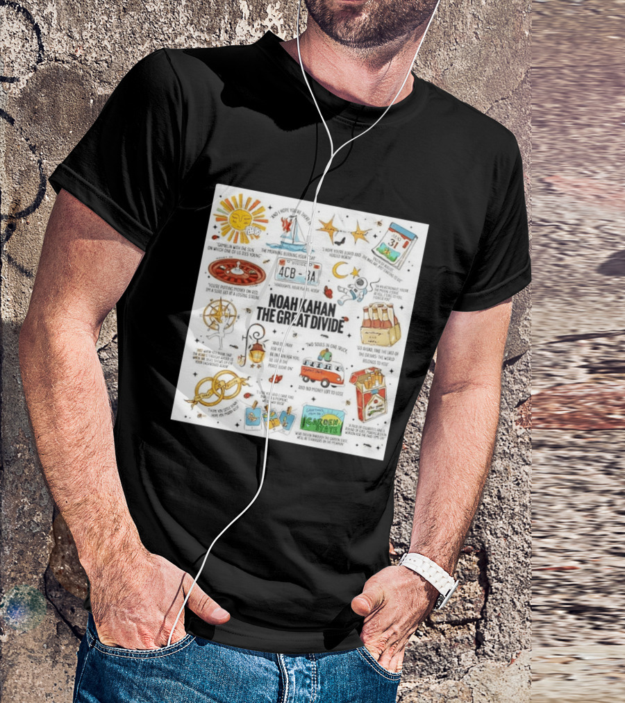 Noah Kahan The Great Divide Album Art Lyric Doodle August 31 Highlights T-Shirt