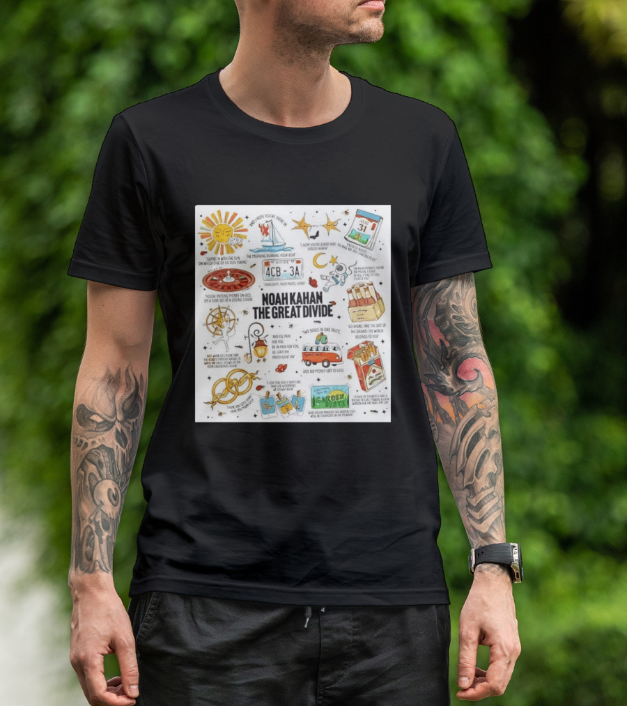 Noah Kahan The Great Divide Album Art Lyric Doodle August 31 Highlights T-Shirt