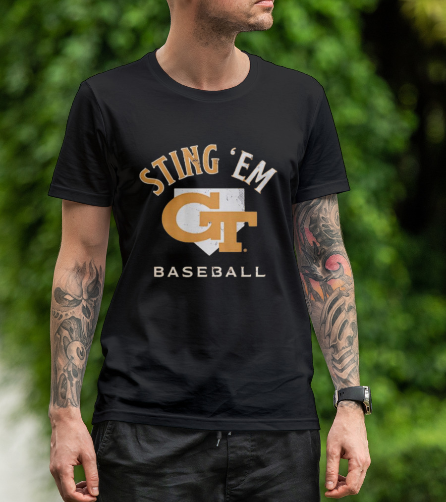 Georgia Tech Yellow Jackets Sting 'Em GT Baseball Home Plate T-Shirt