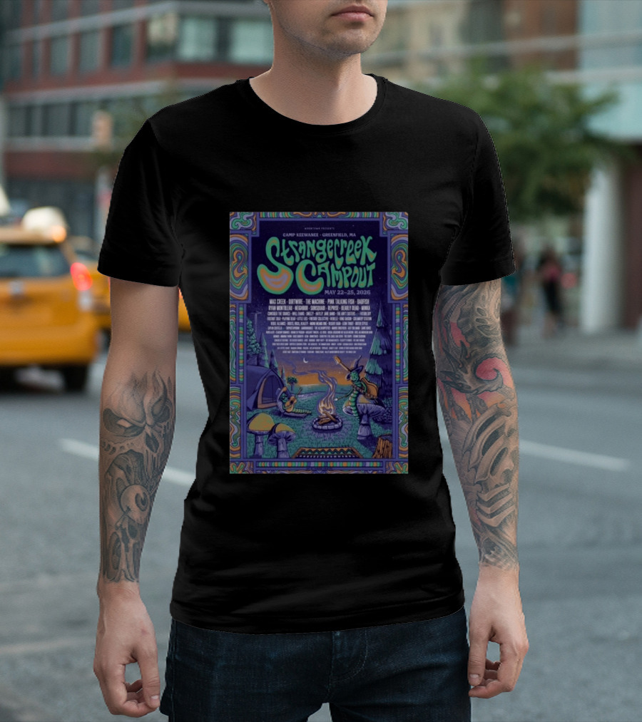 StrangeCreek Campout Greenfield May 22 25 2026 Camp KeeWanee Max Creek Pink Talking Fish Festival T-Shirt