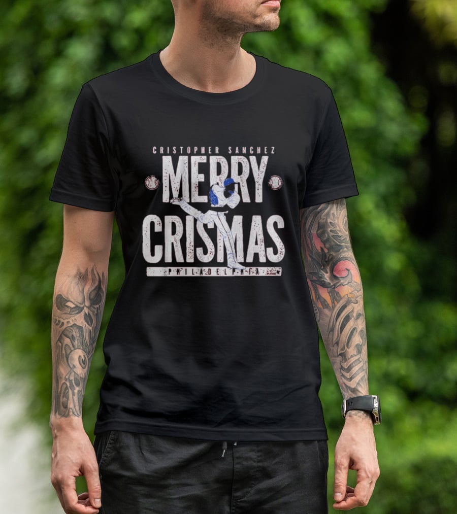 Philadelphia Phillies Cristopher Sanchez Merry Crismas Baseball Pitcher T-Shirt