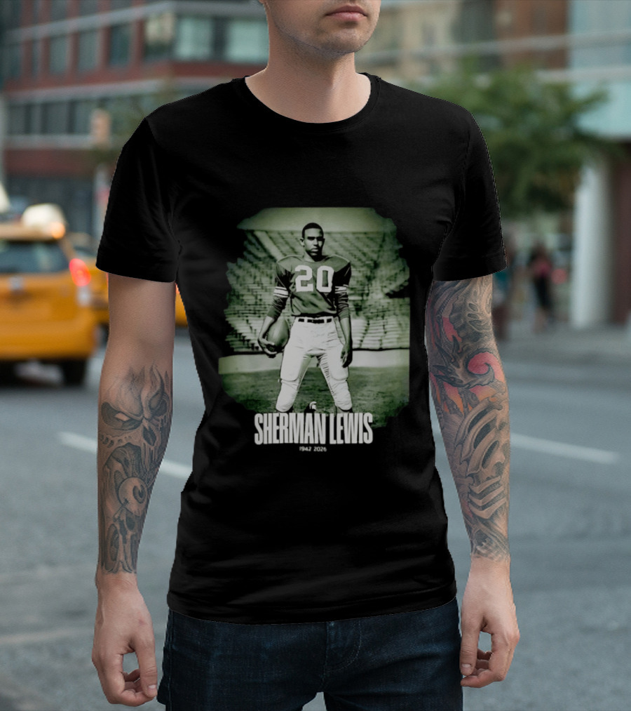Sherman Lewis 1942 2026 Legendary Number 20 Football T-Shirt