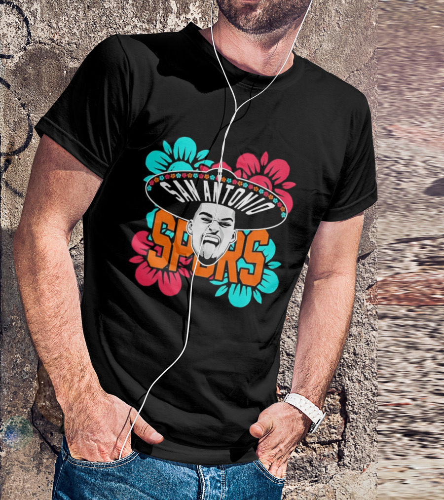 San Antonio Spurs Victor Wembanyama Sombrero Flowers T-Shirt