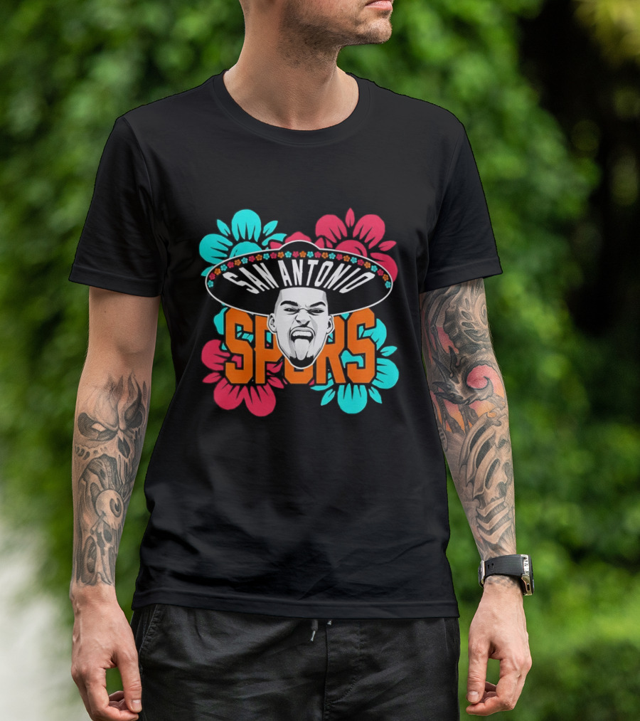 San Antonio Spurs Victor Wembanyama Sombrero Flowers T-Shirt