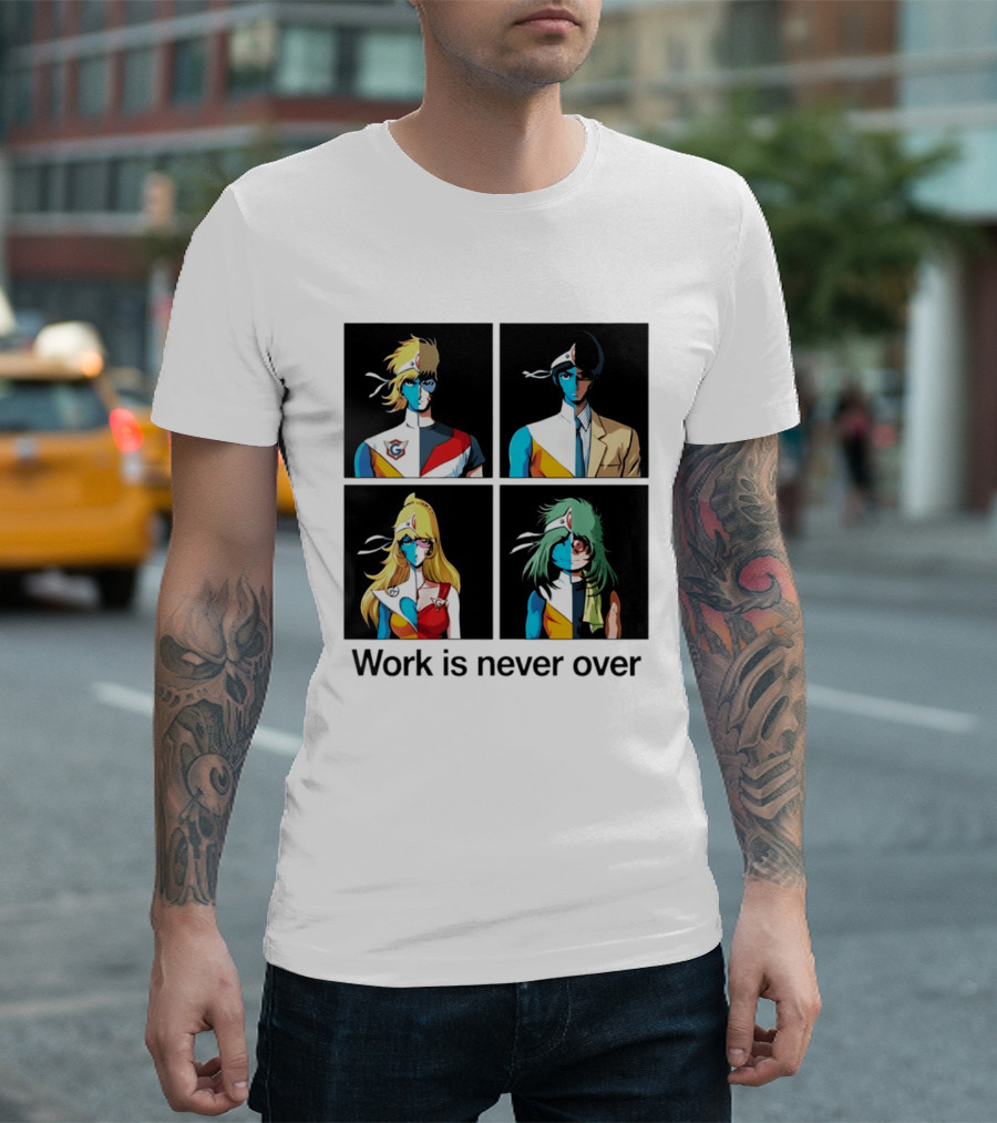 Crescendolls Work Is Never Over Daft Punk Interstella 5555 Characters T-Shirt